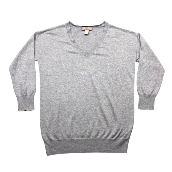 Banana Republic Sweaters - Banana Republic Womens Silk Blend V-Neck Sweater Grey Heather Medium Preppy